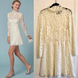 Reformation Celia cream lace dress